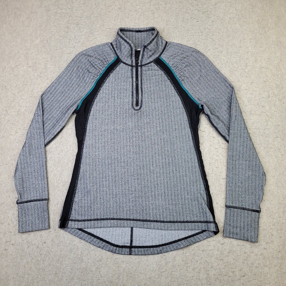 American Eagle Active Long Sleeve 1/4 Zip Shirt Womens‎ L Gray Mesh Running